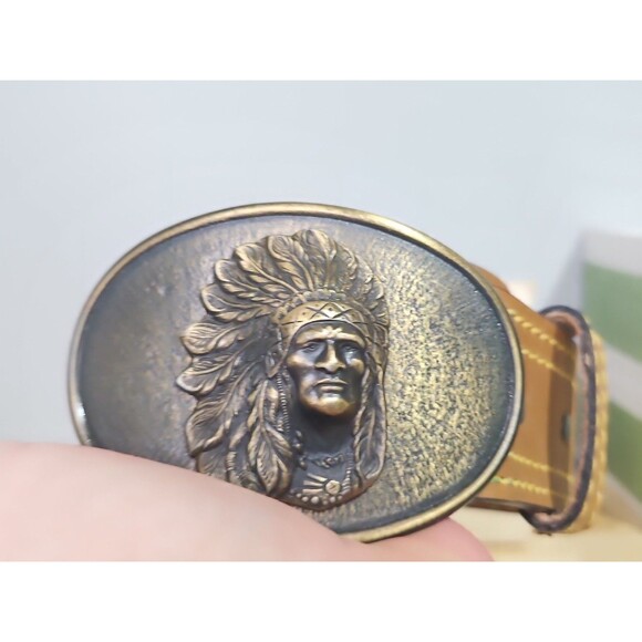 Vintage Sears Native American Belt Buckle W/ Belt. With Box. Size 36 - Picture 10 of 12
